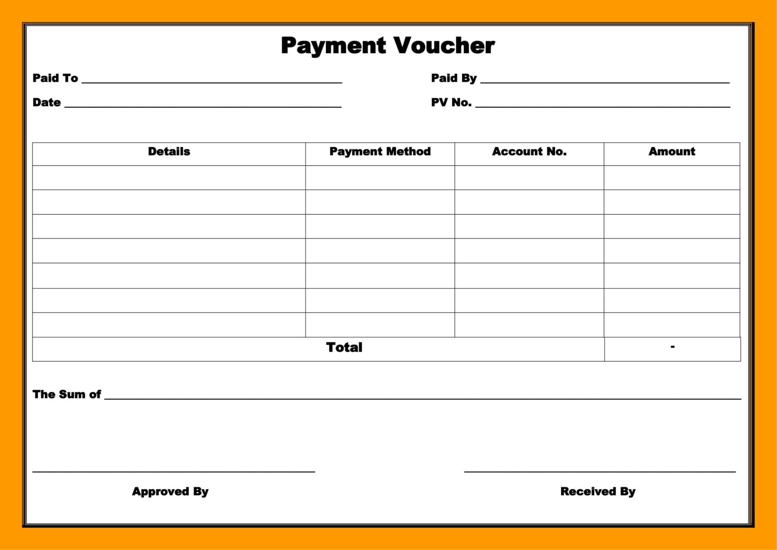 Download Payment Voucher Format Plain in Word (.docx)