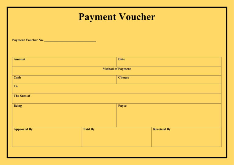 Payment Voucher Format in Excel