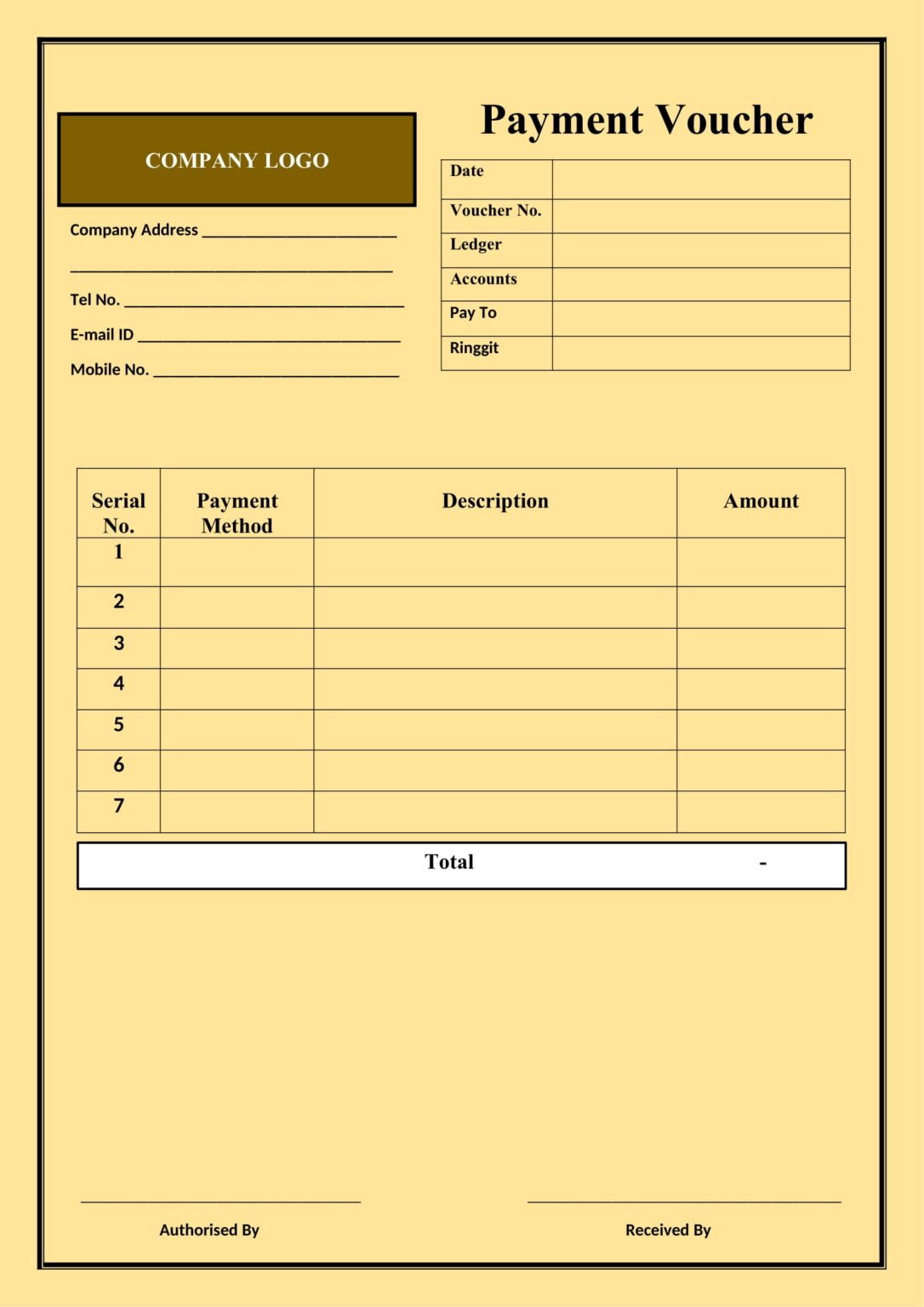 Payment Voucher Template Free Download In Word Docx