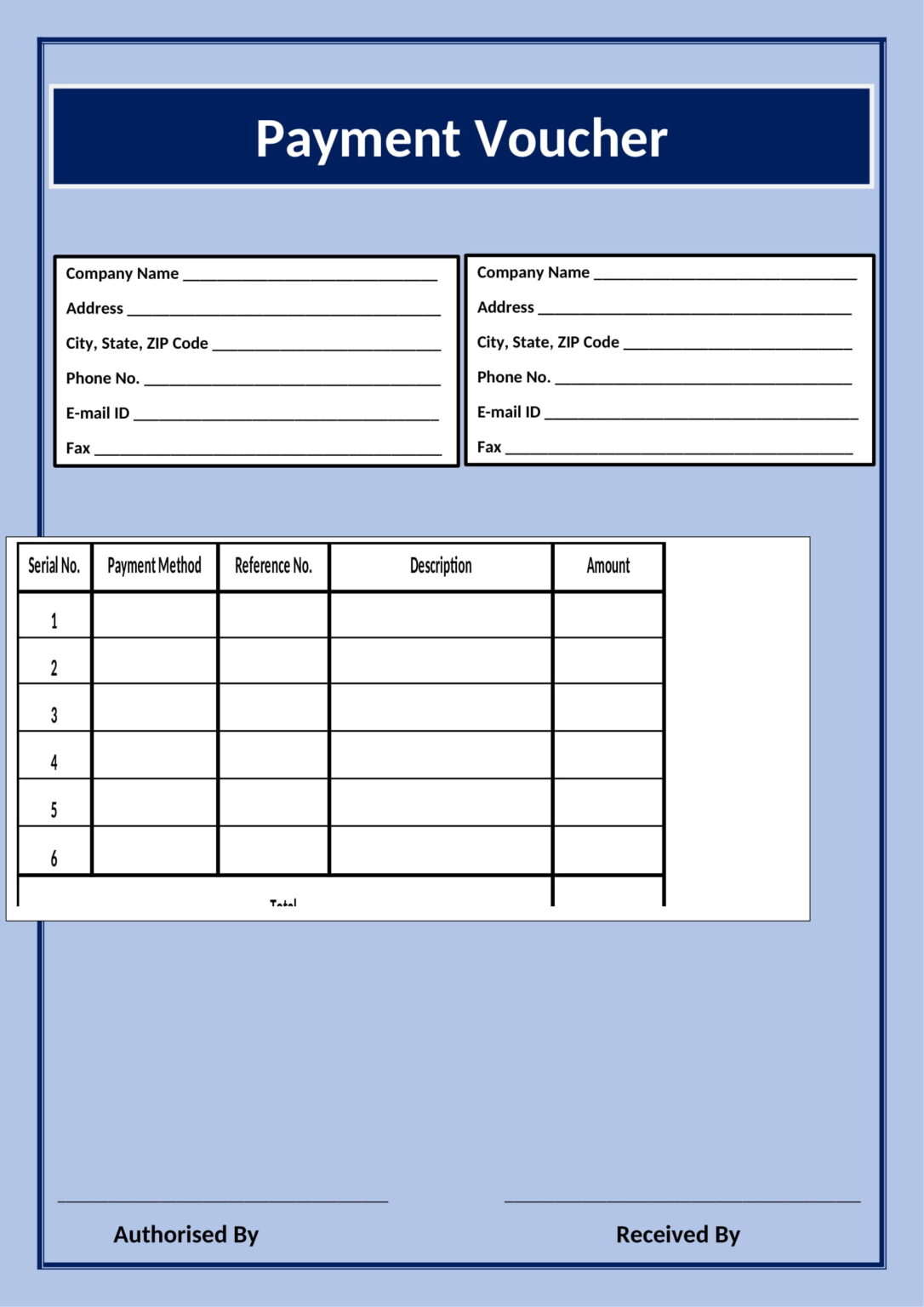 Payment Receipt Voucher Template in Word (.docx)