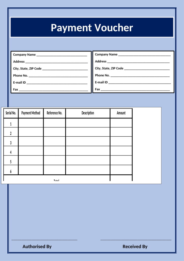 Payment Receipt Voucher Template In Word (.docx)