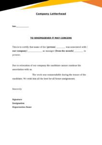 Manager - Experience Letter / Certificate Template Download in Word (.docx)