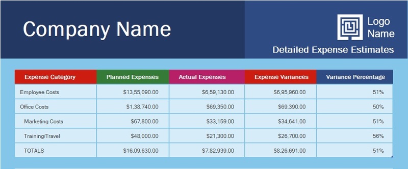 Business Expense Budget in Excel with analysis