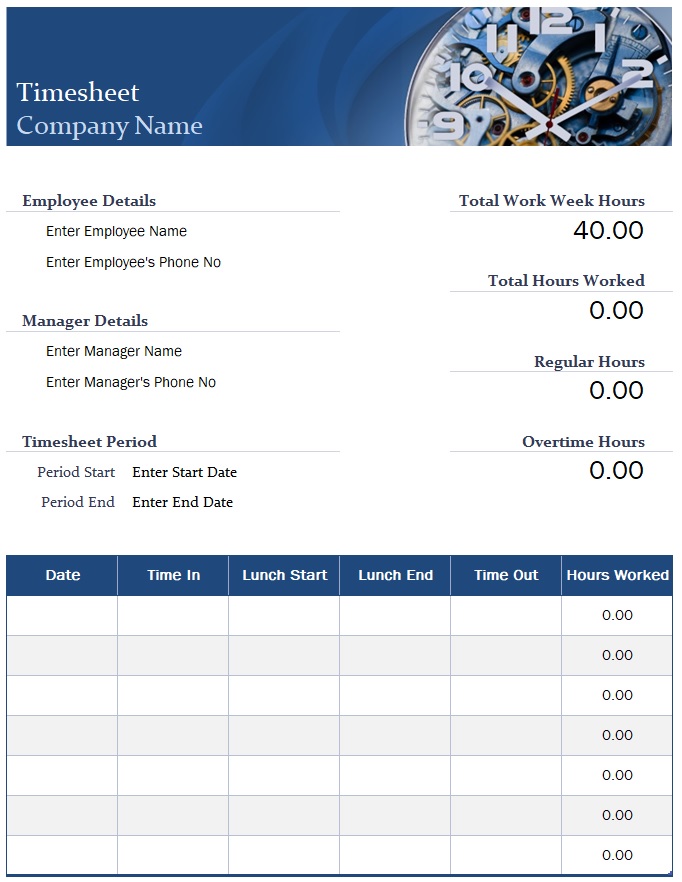 Excel Template For Employee Timesheet