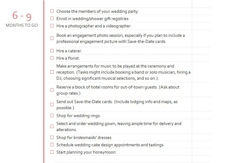Wedding Timeline Planner Template in Excel 6-9