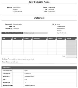 Billing statement (Simple) Template In Excel (Download.xlsx)