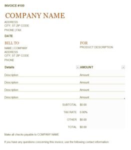 Invoice Template In Excel (Download.xlsx)