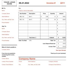Invoice That Calculates Total (with logo) Template In Excel (Download.xlsx)