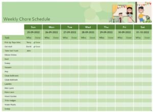Premium Weekly Chore Schedule Template In Excel (Download.xlsx)