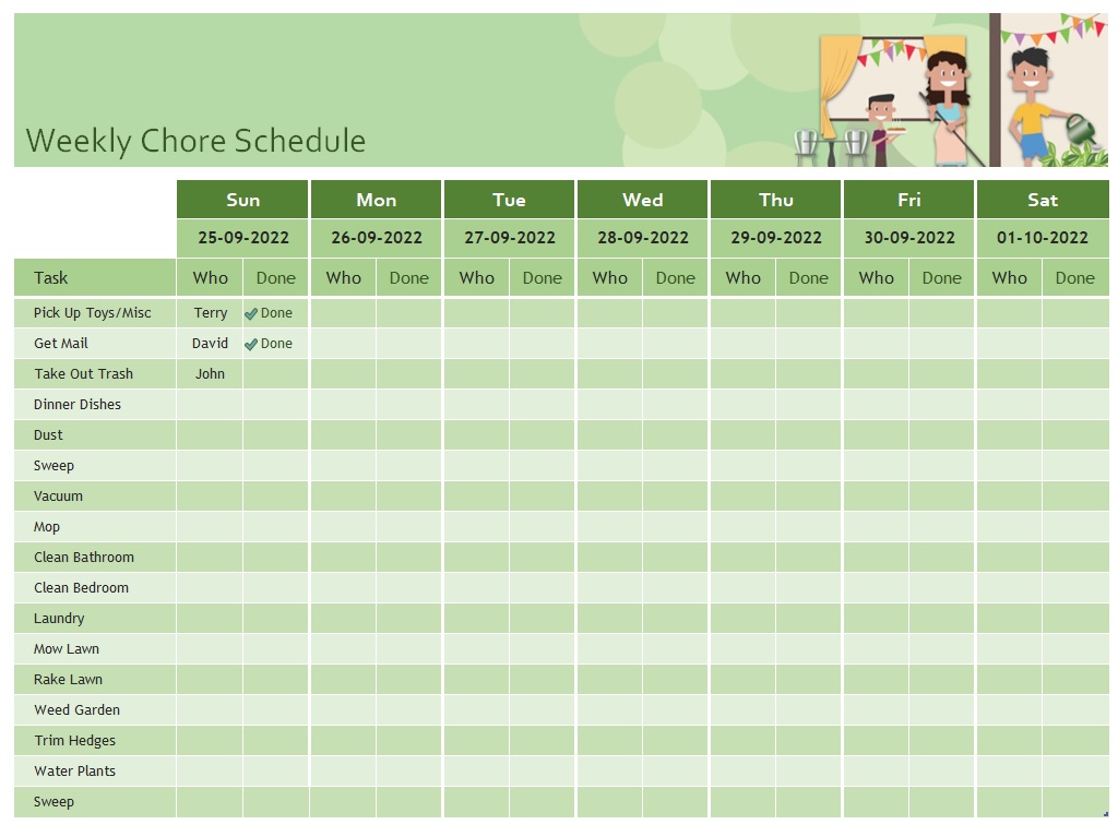 Premium Weekly Chore Schedule Template In Excel Download xlsx 