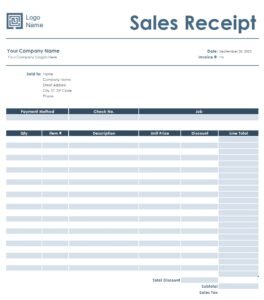 Sales Receipt (Simple design worksheet) Template In Excel (Download.xlsx)