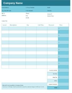 Simple Invoice Template In Excel (Download.Xlsx)