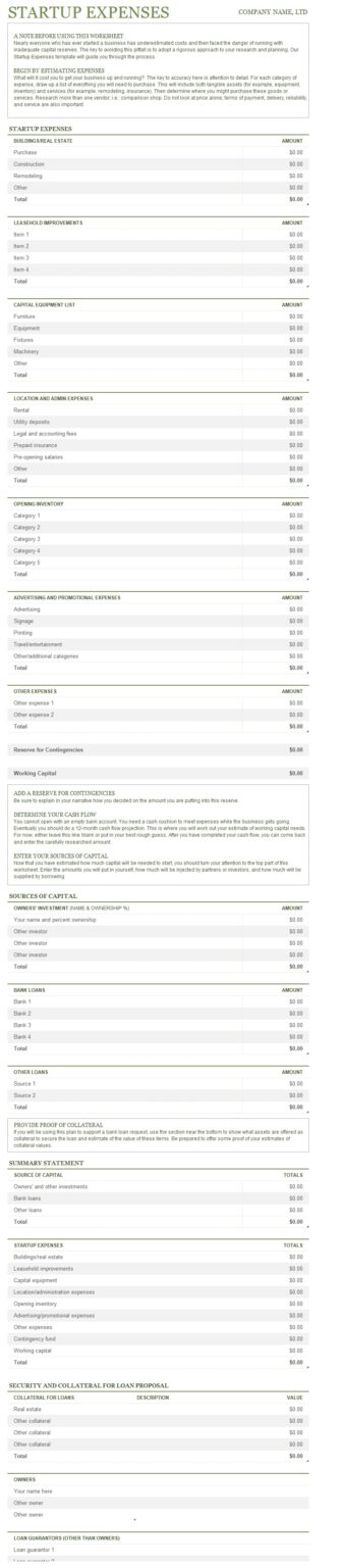 Startup Expenses Template In Excel (Download xlsx) Startup Expenses Template In Excel (Download xlsx)