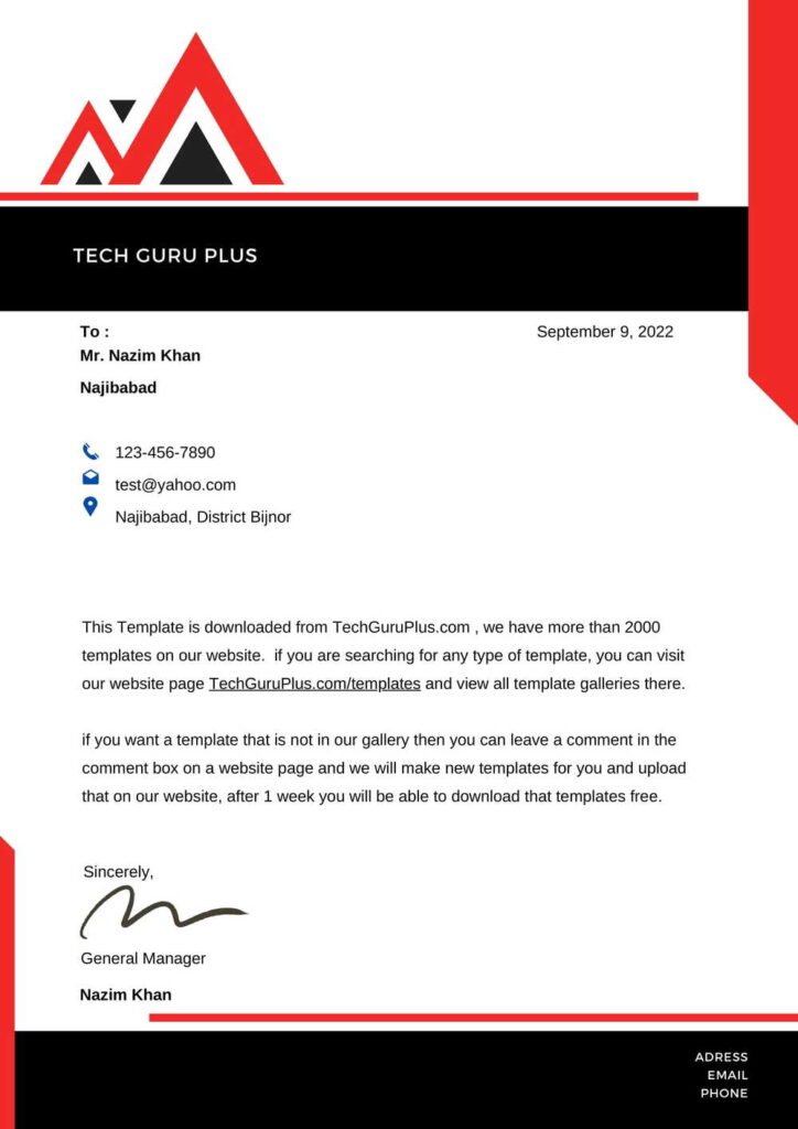 Editable Stylish Letterhead Format Excel Free Download (.docx Word & PDF)