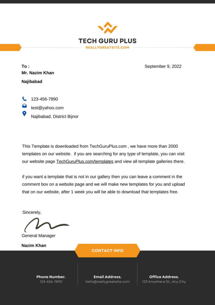 Customizable Corporate Letterhead Template Free Docx