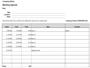 Adjustable Meeting Agenda Template In Excel (Download.xlsx)