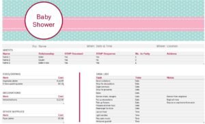 Baby Shower Planner Template In Excel (Download.xlsx)