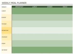 Basic Meal Planner Template In Excel (Download.xlsx)
