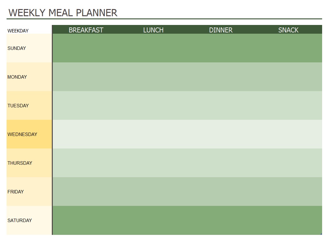 Basic Meal Planner Template In Excel Download xlsx 