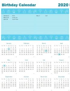 Birthday Calendar With Highlighting Template In Excel (Download.xlsx)