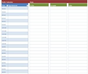 Blank Daily Calendar Template In Excel (Download.xlsx)