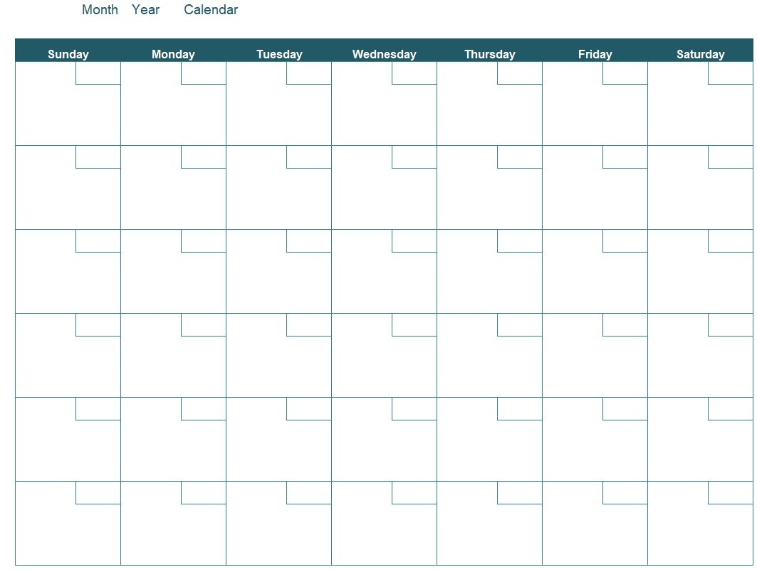 Blank Monthly Calendar Template In Excel (Download.xlsx) 2