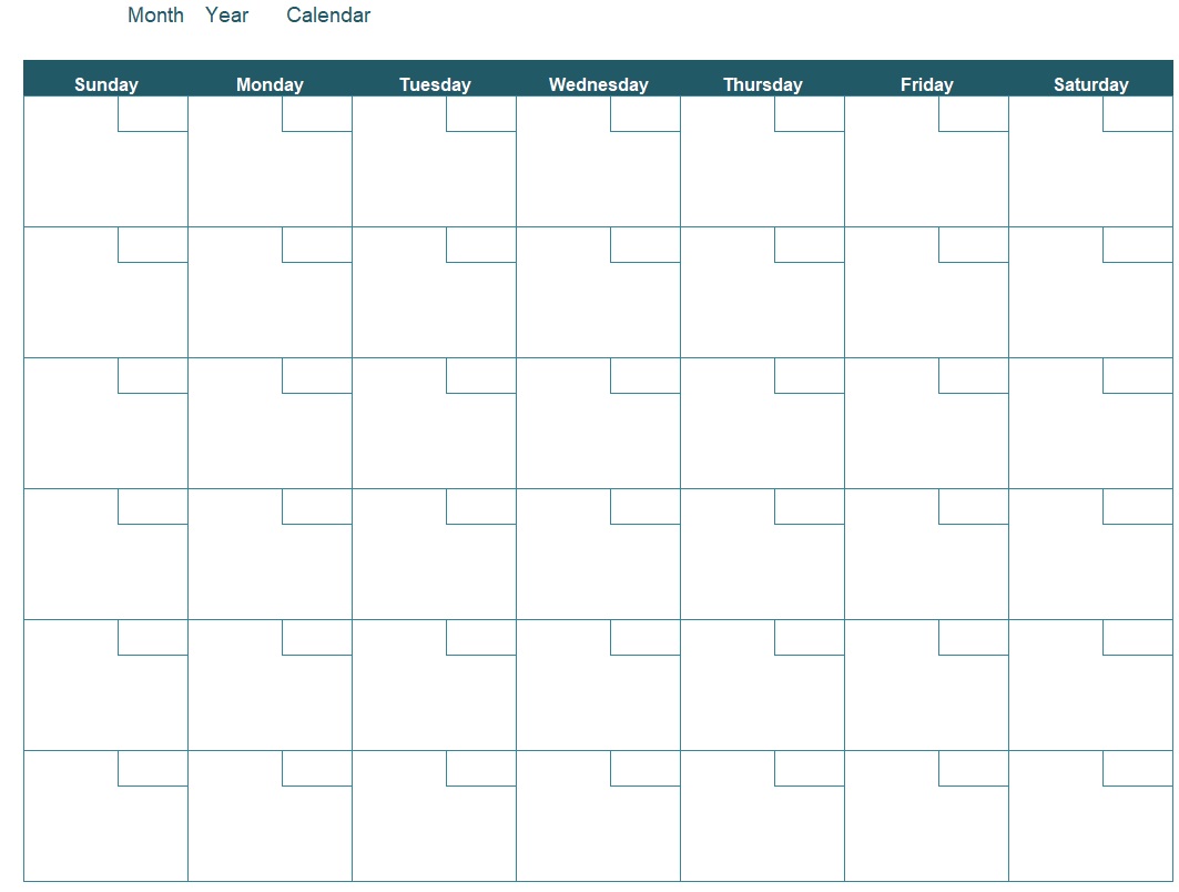 Blank Monthly Calendar Template In Excel (Download.xlsx)