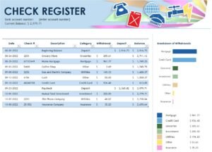 Check Register With Chart Template In Excel (Download.xlsx)