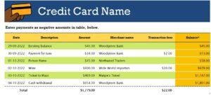 Credit Card Tracker Template In Excel (Download.xlsx)