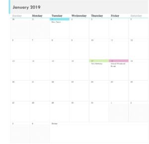 Family Event Calendar Template In Excel (Download.xlsx)