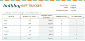 Holiday Gift List Template In Excel (Download.xlsx)