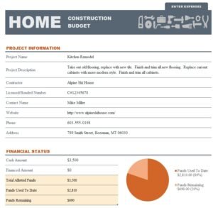 Home Construction Budget Template In Excel (Download.xlsx)