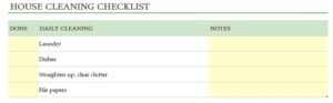 House Cleaning Checklist Template In Excel (Download.xlsx)