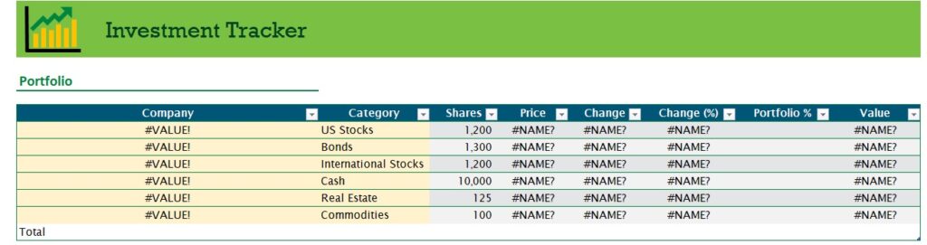 Investment Tracker Template In Excel Download xlsx 