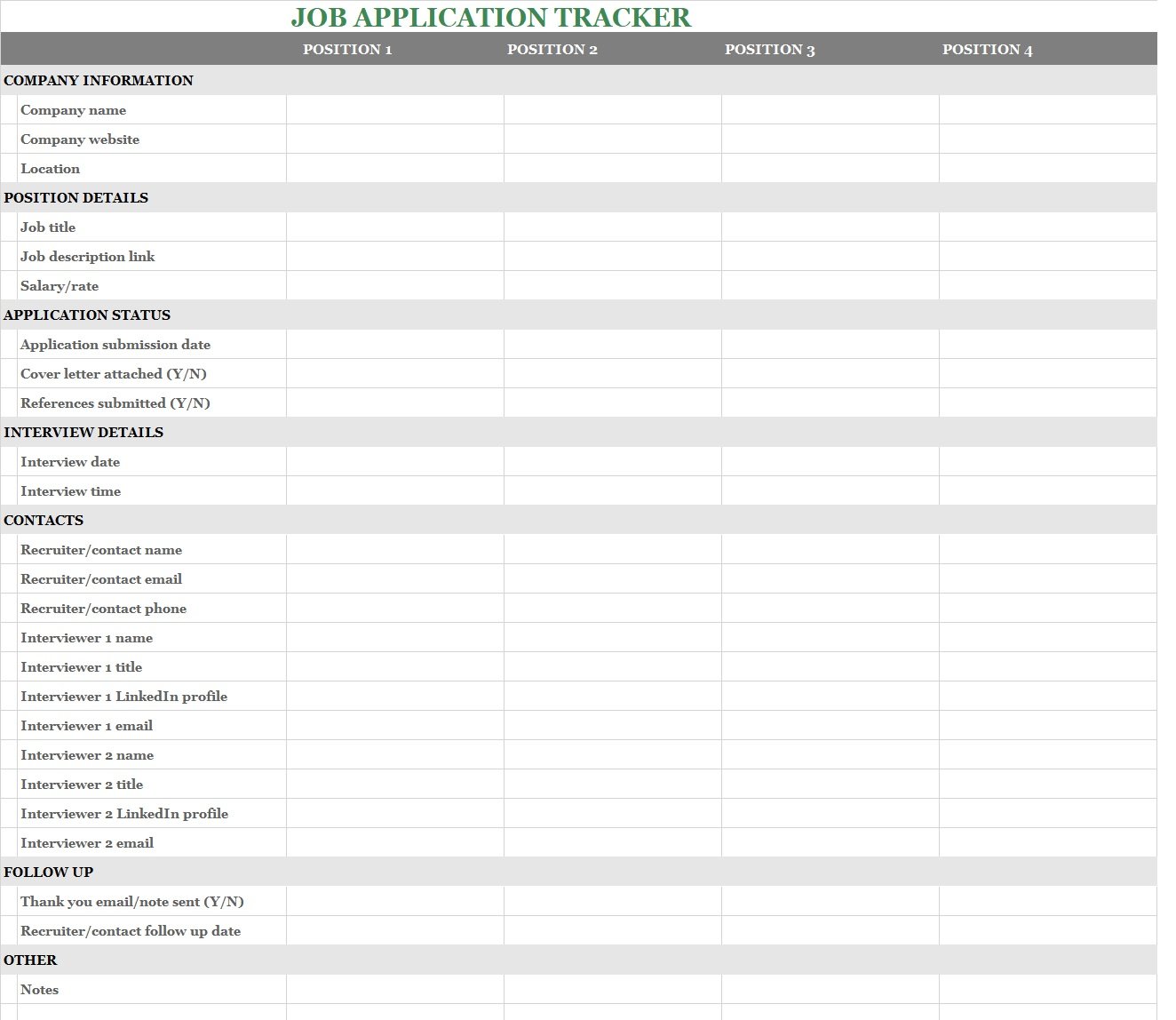 Job Application Manager Template In Excel (Download.xlsx)