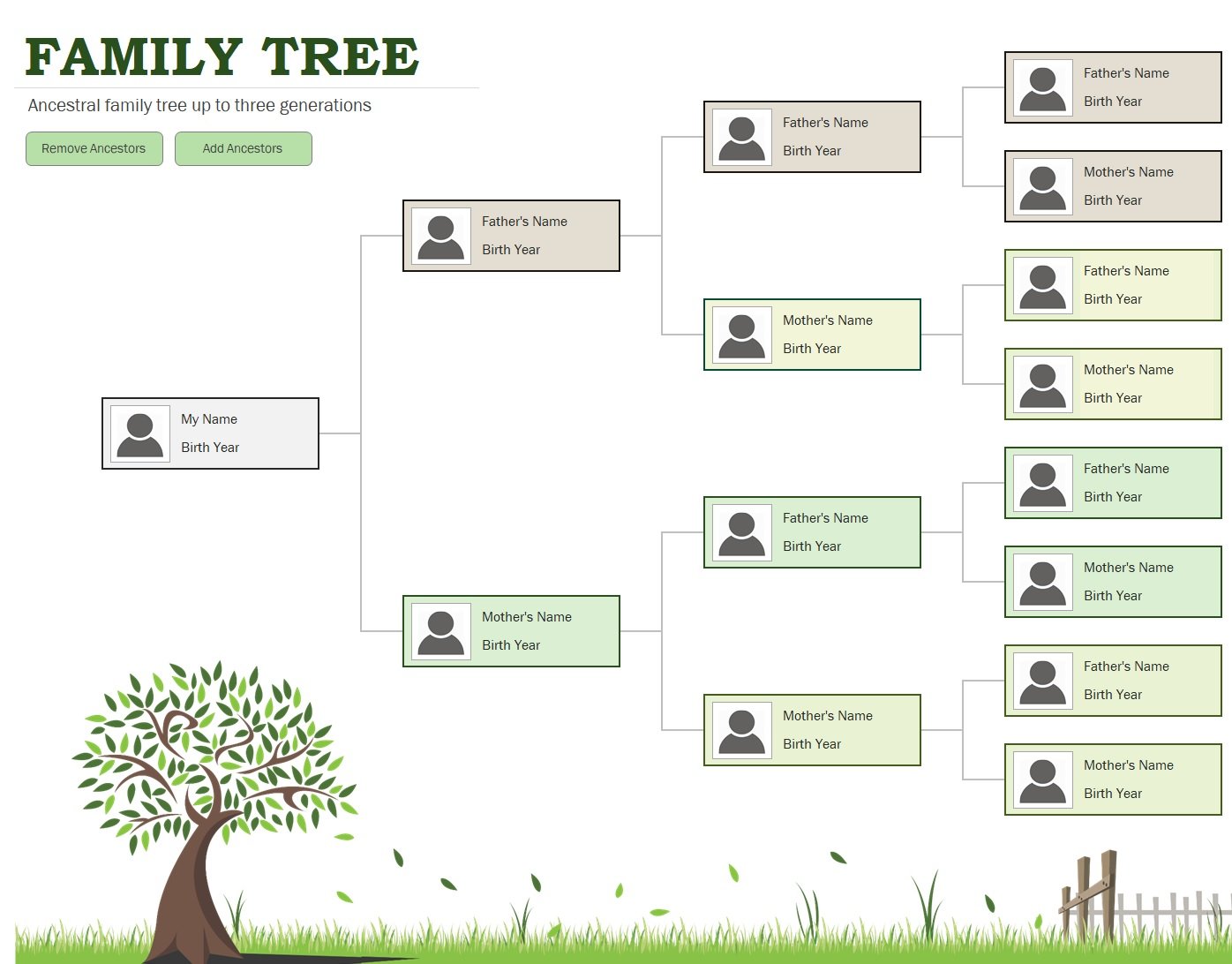 Photo Family Tree Template In Excel (Download.xlsx)