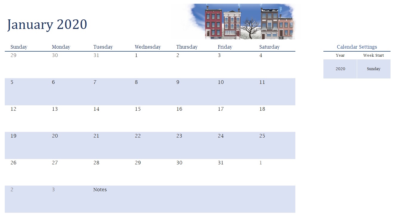 Seasonal Photo Calendar 2025 Excel