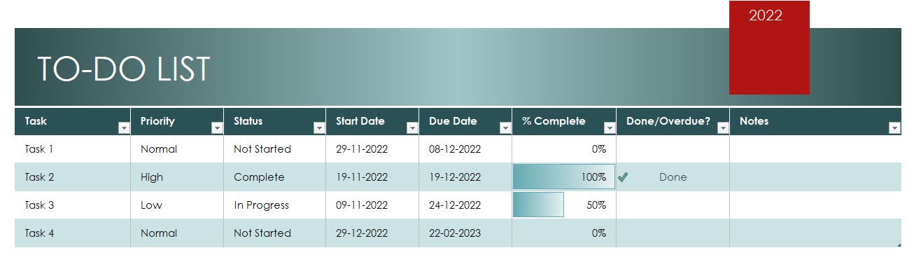 Simple To-Do List Template In Excel (Download.xlsx)