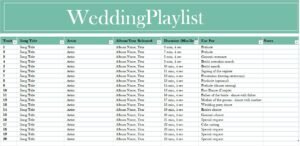 Wedding Playlist Template In Excel (Download.xlsx)
