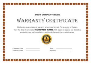 Blank Warranty Certificate (FREE Word - PDF Download)
