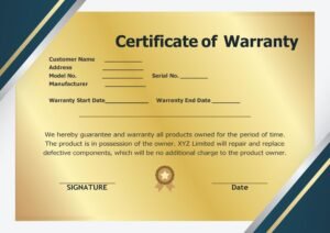 Warranty Certificate Format PDF & Word File Download