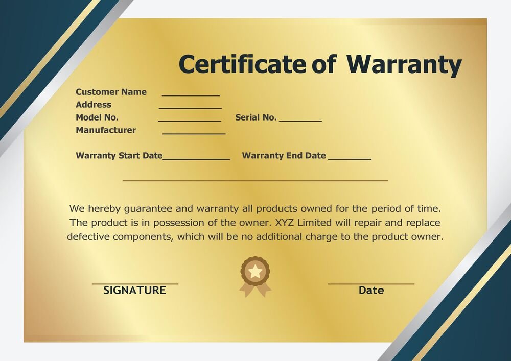 Warranty Certificate Format PDF & Word File Download