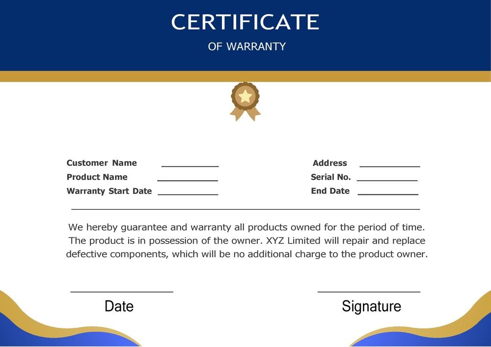 Modern Warranty Certificate Letter (.docx & .pdf Download)