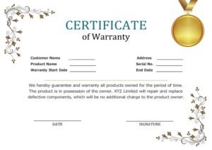 Warranty Certificate Letter Format (FREE Word - PDF)