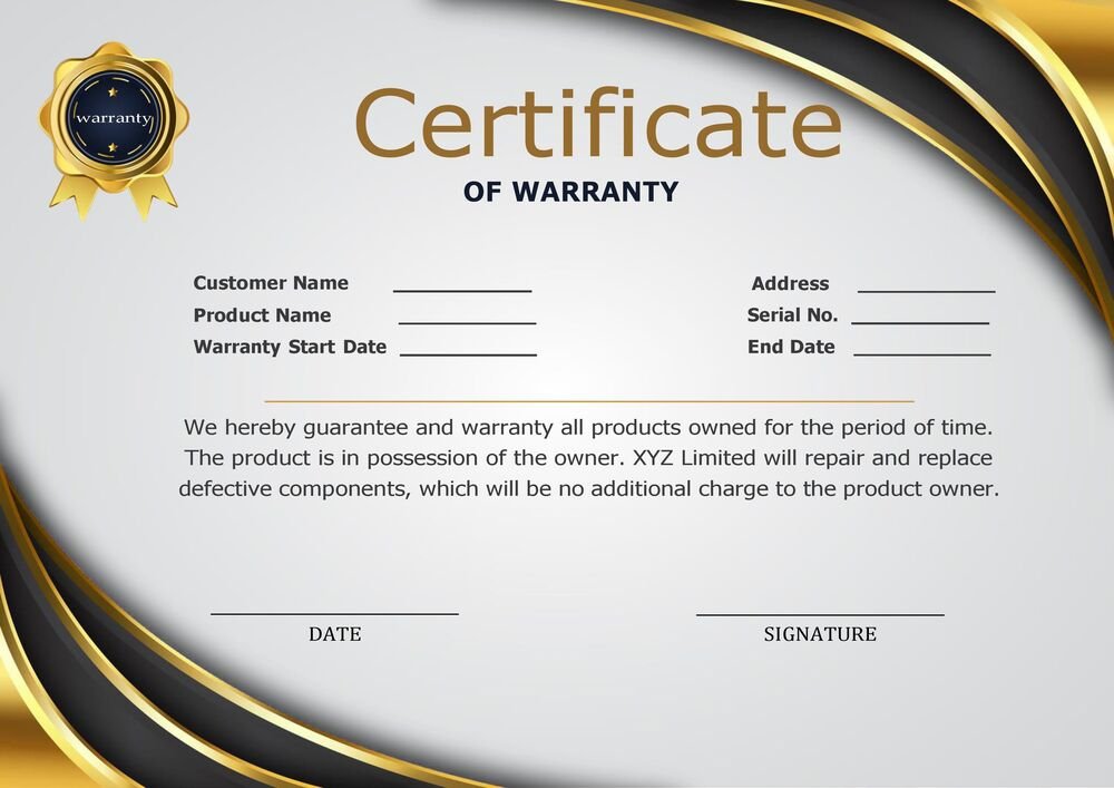Warranty Certificate Template Free (Word - PDF Download)