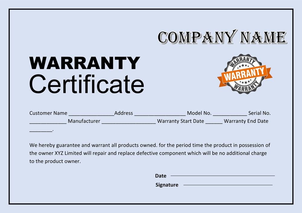 Free Warranty Certificate Template Word PDF Download