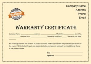 Guarantee Warranty Certificate (FREE Word - PDF Download)