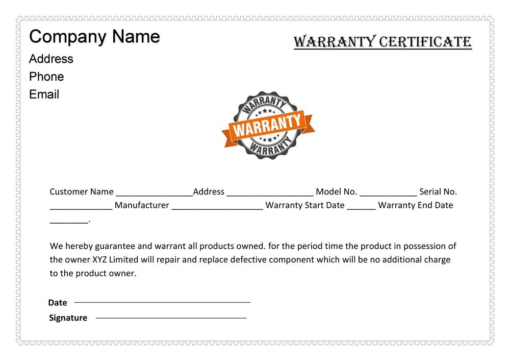 Material Warranty Certificate Format (FREE Word PDF)