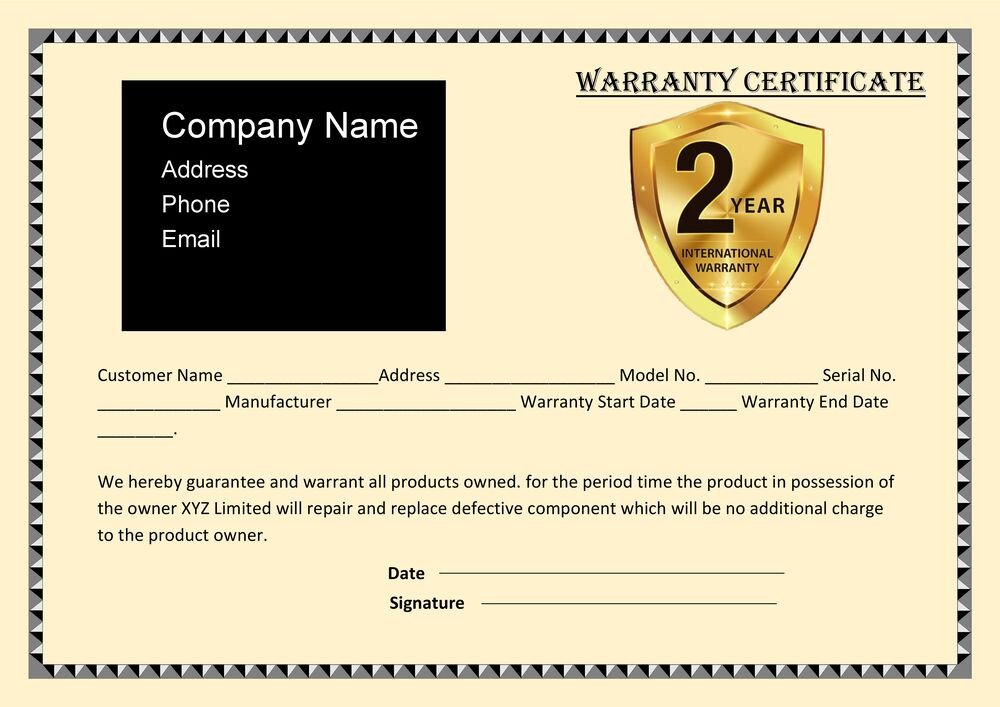 Product Warranty Certificate Letter (FREE Word - PDF)