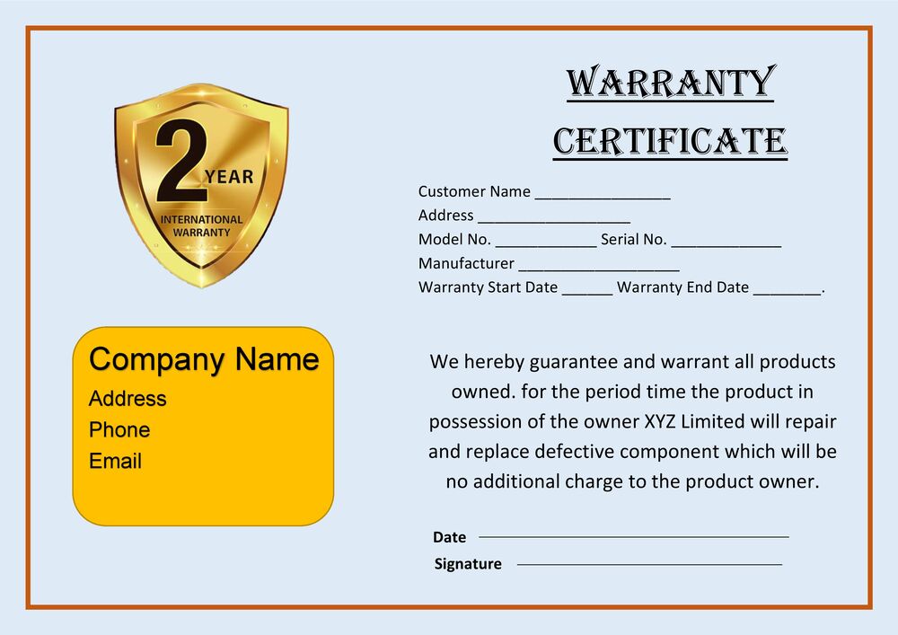 Warranty Certificate Template